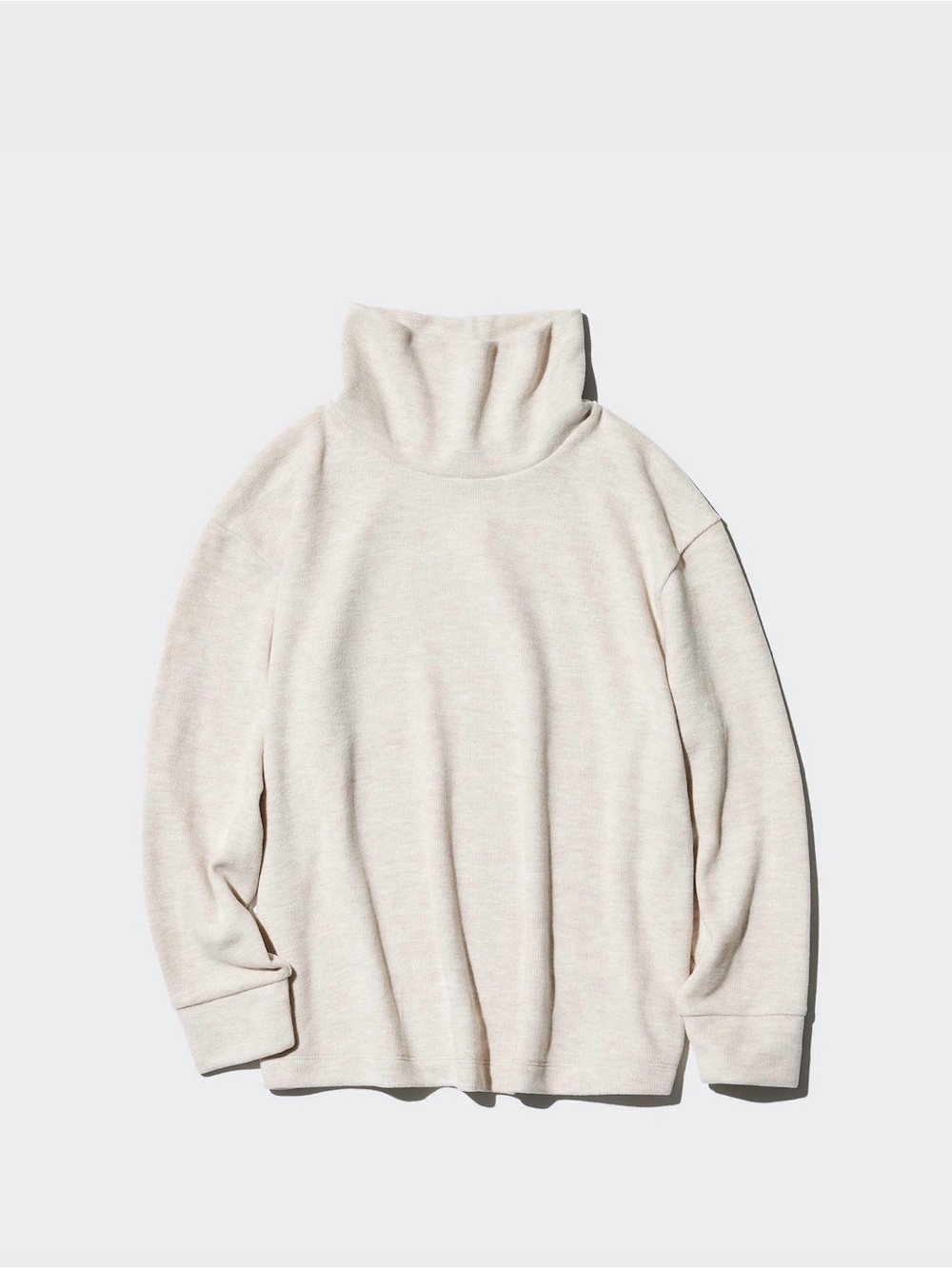 UNIQLO - Soft Knitted Fleece Ribbed T-Shirt | High Neck | Long Sleeve